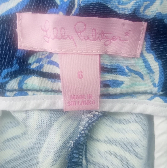 Lilly Pulitzer High Tide Navy Blue Drop Seashell Keiliani Stretch Pants Size 6 - Picture 5 of 6